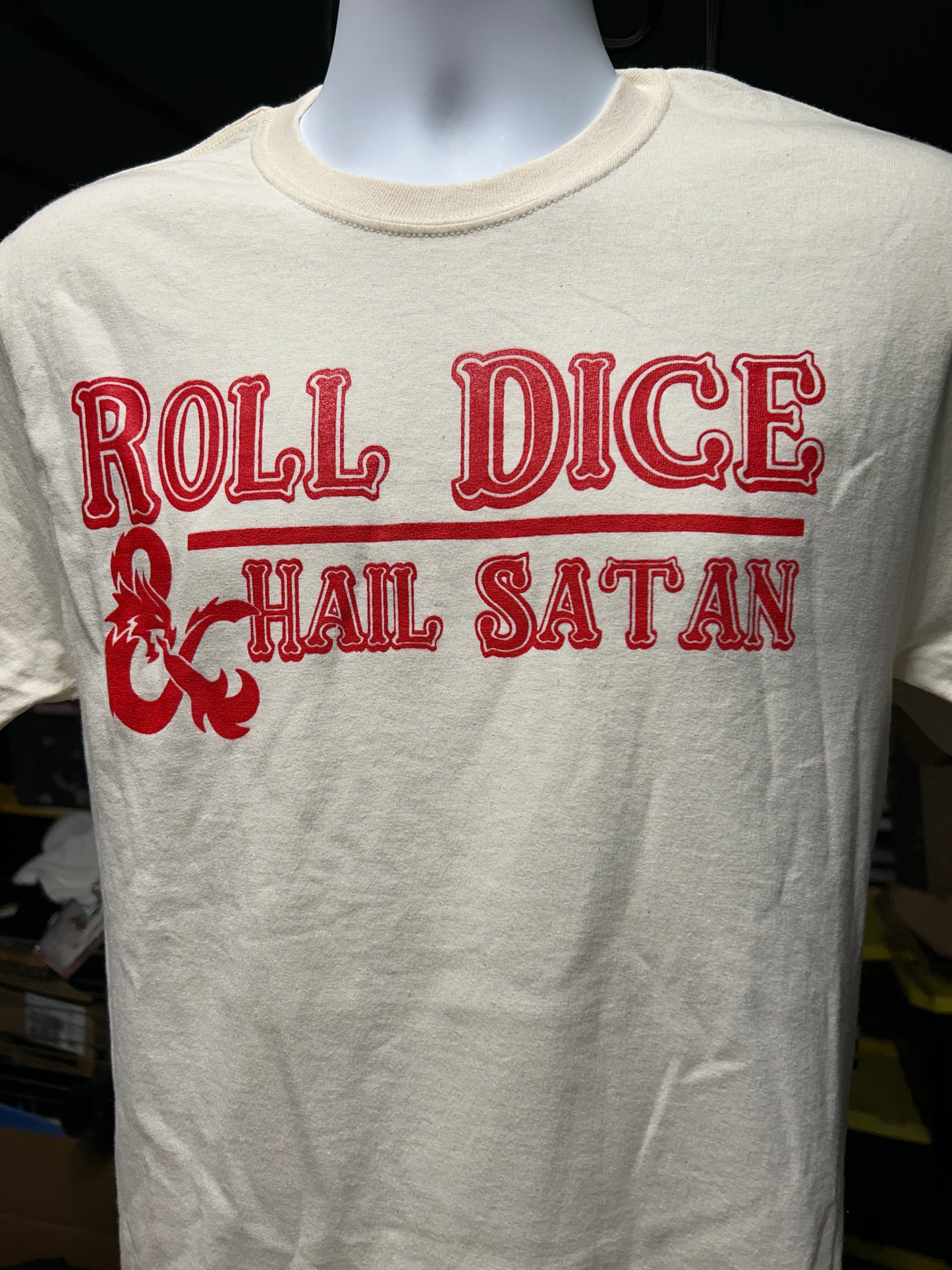 Roll Dice & Hail Satan satanic panic parody tshirt