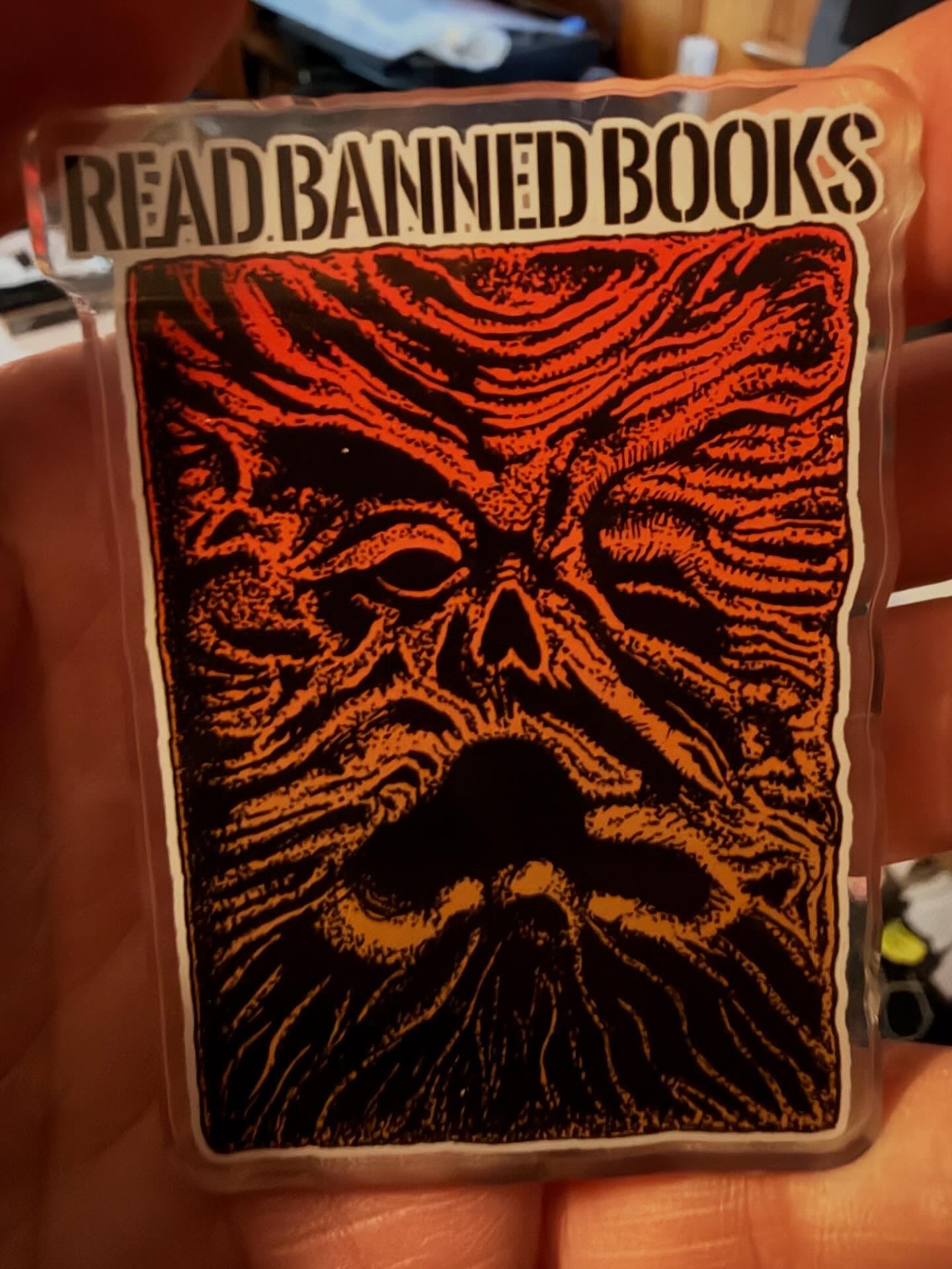 Read Banned Books acrylic badge 3 inch